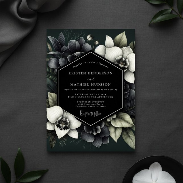 Invitación Deep Green Moody Bloom Wedding (Subido por el creador)