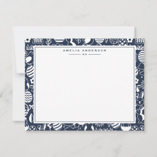 Invitación Deep Navy Easter Egg Frame Note Card