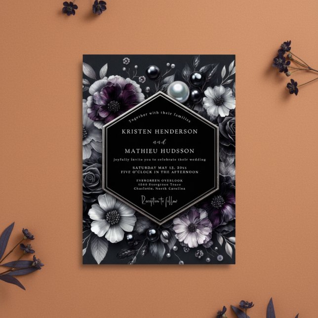 Invitación Deep Plum Floral Bloom Wedding (Subido por el creador)