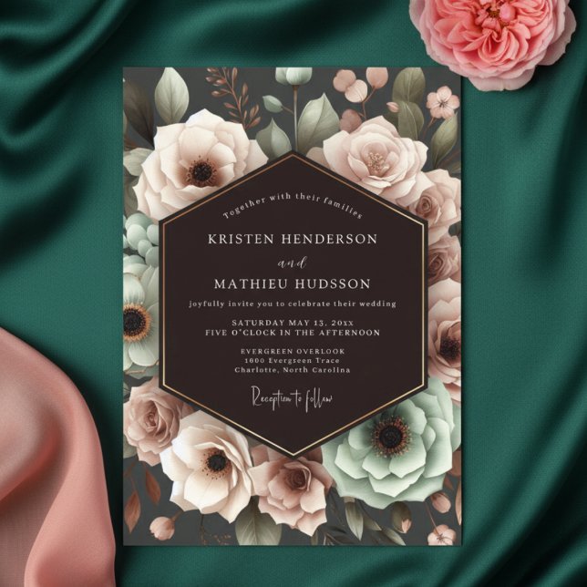 Invitación Deep Plum Floral Romantic Wedding (Subido por el creador)