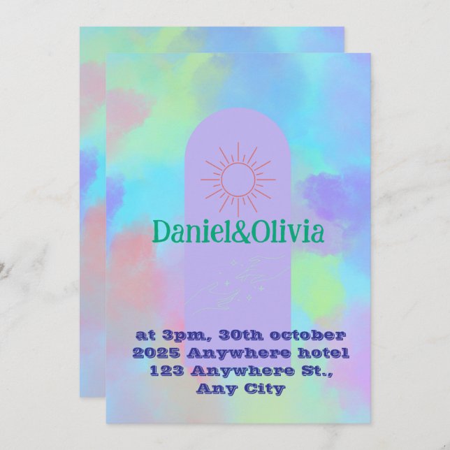 Invitación Deep Purple Soft Boda Stube (Anverso / Reverso)