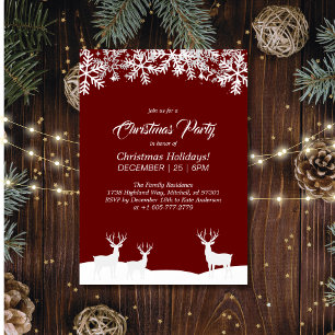 Invitación Deep Red Merry Christmas Fiesta