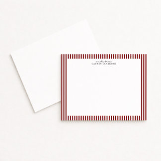 Invitación Deep Red Stripe Border Note Card