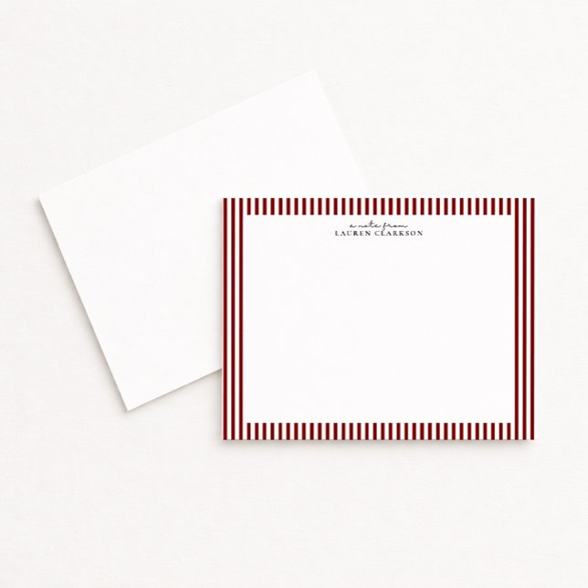 Invitación Deep Red Stripe Border Note Card (Subido por el creador)