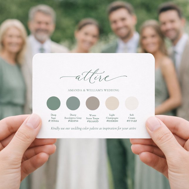 Invitación Deep Sage Wedding Attire Color Palette (Subido por el creador)