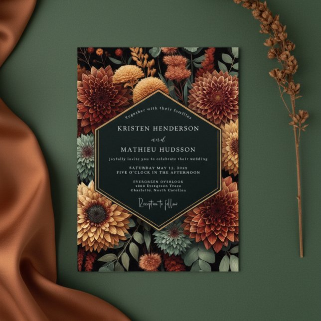 Invitación Deep Sienna Floral Autumn Wedding (Subido por el creador)