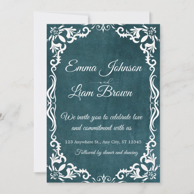 Invitación Deep Teal Blue Talavera Mexican Wedding Invitation (Anverso)