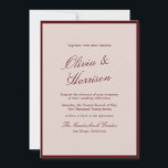 Invitación Deep Wine Old Money Calligraphy Wedding Invitation<br><div class="desc">Deep Wine old money wedding invitations designed for a refined, heirloom-inspired celebration. This Deep Wine and Dried Rose wedding invitation blends Old World calligraphy with 2026 Winecore elegance, creating a romantic editorial aesthetic. Perfect for the traditional yet fashion-aware bride who loves formal wording and timeless typography. Pair with wax seals,...</div>