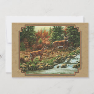 Invitación Deer and Stream Waterfall Tan