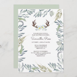 Invitación DEER ANTLER Baby Shower Invite - Boy