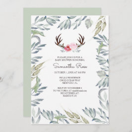 Invitación DEER ANTLER Baby Shower Invite - Chica