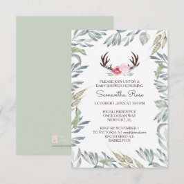 Invitación DEER ANTLER Baby Shower Invite, Chica