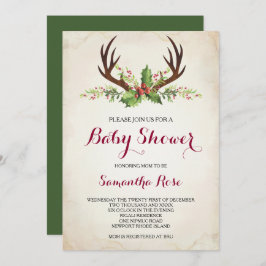 Invitación Deer Antler Baby Shower Invite - Navidades