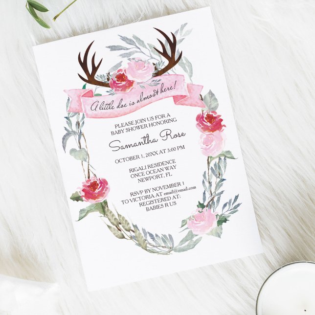 Invitación DEER ANTLER Chica Baby Shower Invitar (Subido por el creador)