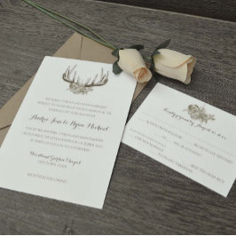Invitación Deer Antlers Elegant Woodland Boda