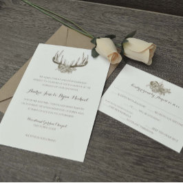 Invitación Deer Antlers Vintage Woodland Boda