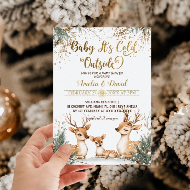 Invitación Deer Baby It's Cold Outside Baby Shower (Subido por el creador)