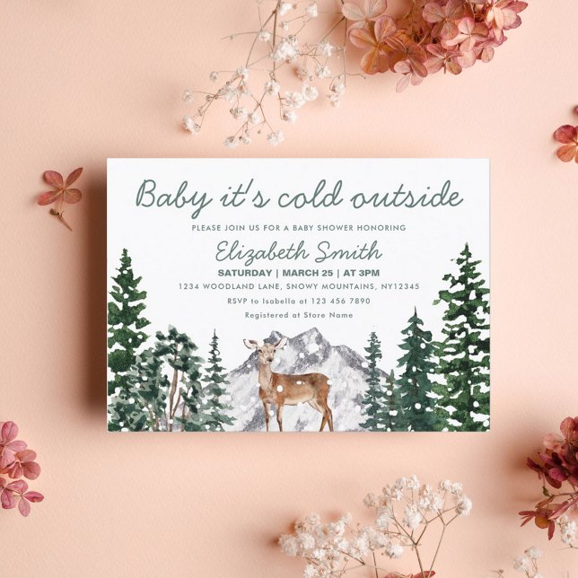 Invitación Deer Baby It's Cold Outside Chica Baby Shower (Subido por el creador)