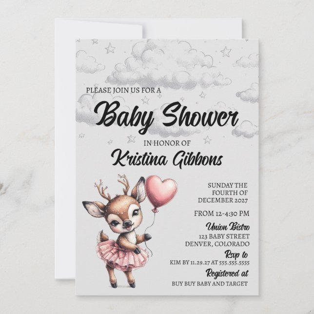 Invitación Deer Baby Shower (Anverso)