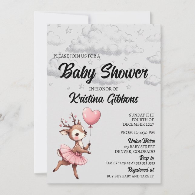 Invitación Deer Baby Shower (Anverso)