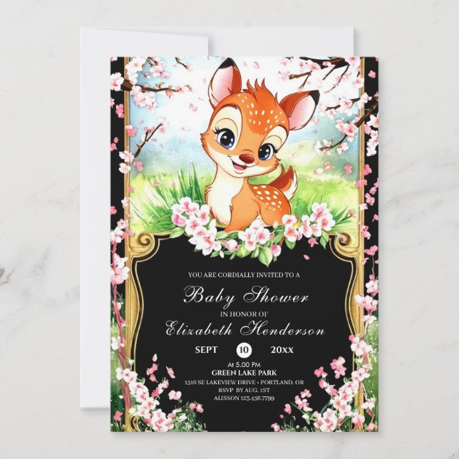 Invitación Deer Baby Shower (Anverso)