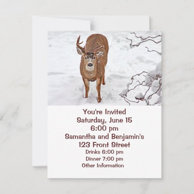 Invitación Deer Buck en nieve invernal (Anverso)
