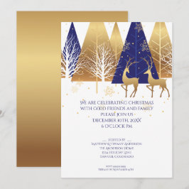 Invitación Deer de Woodland Blue Gold moderno