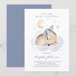 Invitación Deer durmiente acuarela es un niño Baby Shower