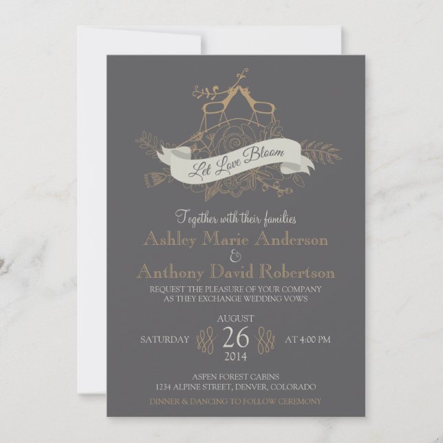 Invitación Deer Floral Mountain Woodsy Alpine Boda (Anverso)