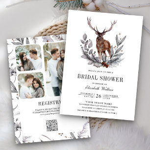 Invitación Deer forestal de Woodland QR Código Foto Ducha de 