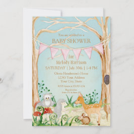 Invitación Deer Fox Forest Cute Animal Rabbit Owl Baby Shower