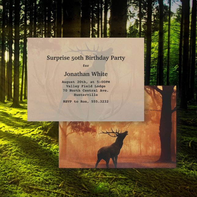 Invitación Deer Hunter Antlers Hombres Cumpleaños (Subido por el creador)