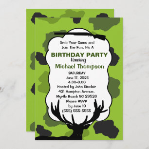 Invitación Deer Hunter Camouflage Birday Party