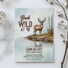 Invitación Deer Hunting Buck Wild 40th Birthday Party