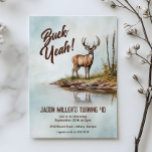 Invitación Deer Hunting Buck Yeah 40th Birthday Party<br><div class="desc">Celebrate another year buck wild with this rustic deer hunting–themed birthday party design, featuring a detailed watercolor deer standing in the woods. Perfect for outdoorsmen, hunters, and nature lovers, this design blends a rugged yet artistic woodland style with bold “Buck Yeah” birthday humor. Ideal for adult men of any age,...</div>
