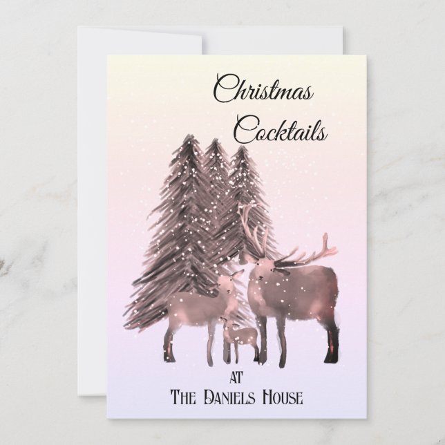 Invitación Deer in Snow Navidades Fiesta de cócteles (Anverso)