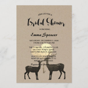 Invitación Deer Love Woodland Winter Fall Bridal Shower