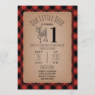 Invitación Deer Lumberjack Plaid Birthday Party