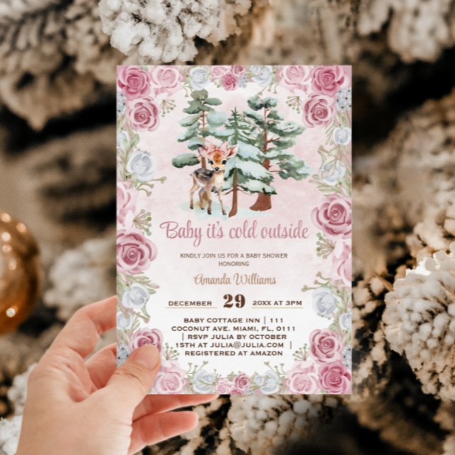 Invitación Deer Pink Baby Shower (Subido por el creador)