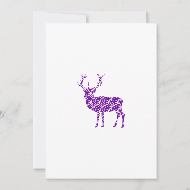 Invitación Deer Stag Purple Damask (Anverso)