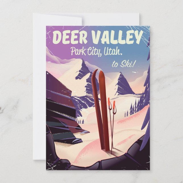 Invitación Deer Valley, Park City, Utah, afiche de viaje para (Reverso)