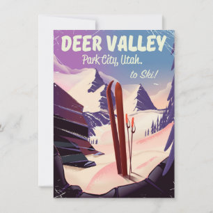 Invitación Deer Valley, Park City, Utah, afiche de viaje para