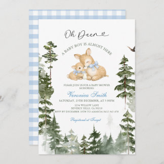 Invitación Deer Woodland Baby Boy Shower Invitation