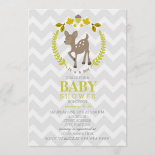 Invitación Deer Wreath Baby Shower - Boy