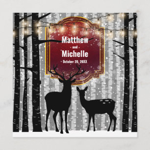 Invitación Deer y árboles Boda de Woodland invernal rústico