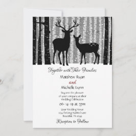 Invitación Deer y árboles Boda de Woodland invernal rústico