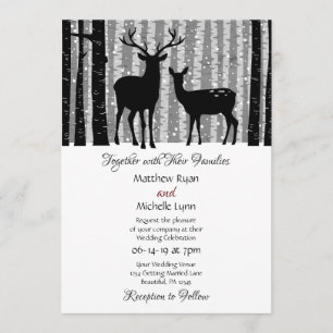 Invitación Deer y árboles Boda de Woodland invernal rústico