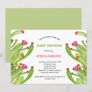 Invitación Deert Cactus Boho Bohemian Watercolor Ducha bebé
