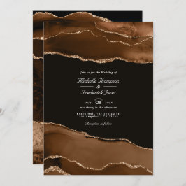 Invitación Deert Gold Agate Watercolor Boda QR Código Rsvp