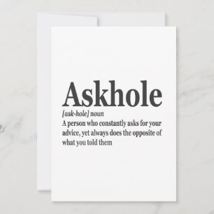 Invitación Definición de Askhole Diccionario de broma diverti